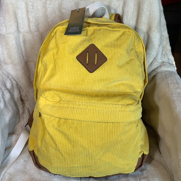 yellow corduroy backpack